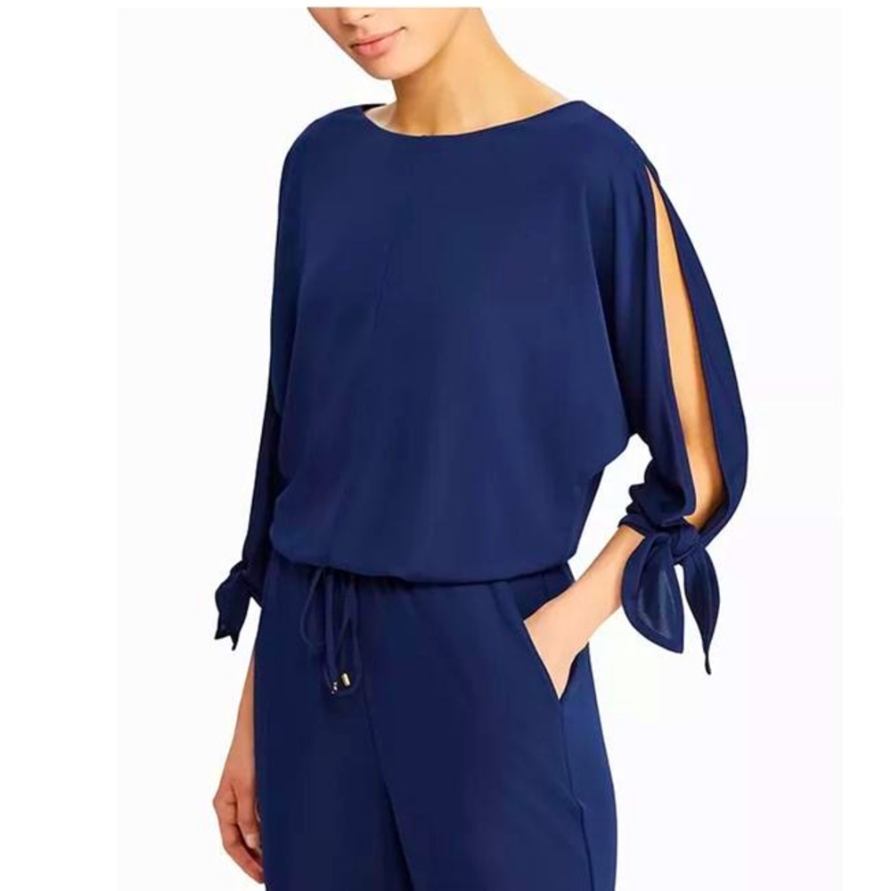 Lauren Ralph Lauren Slit Tie Sleeve, Skinny Leg Jumpsuit